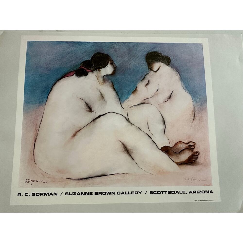 RC Gorman, Two Women, 1979, Poster, Painting, Print, Navajo, ~ 250626-WH 771